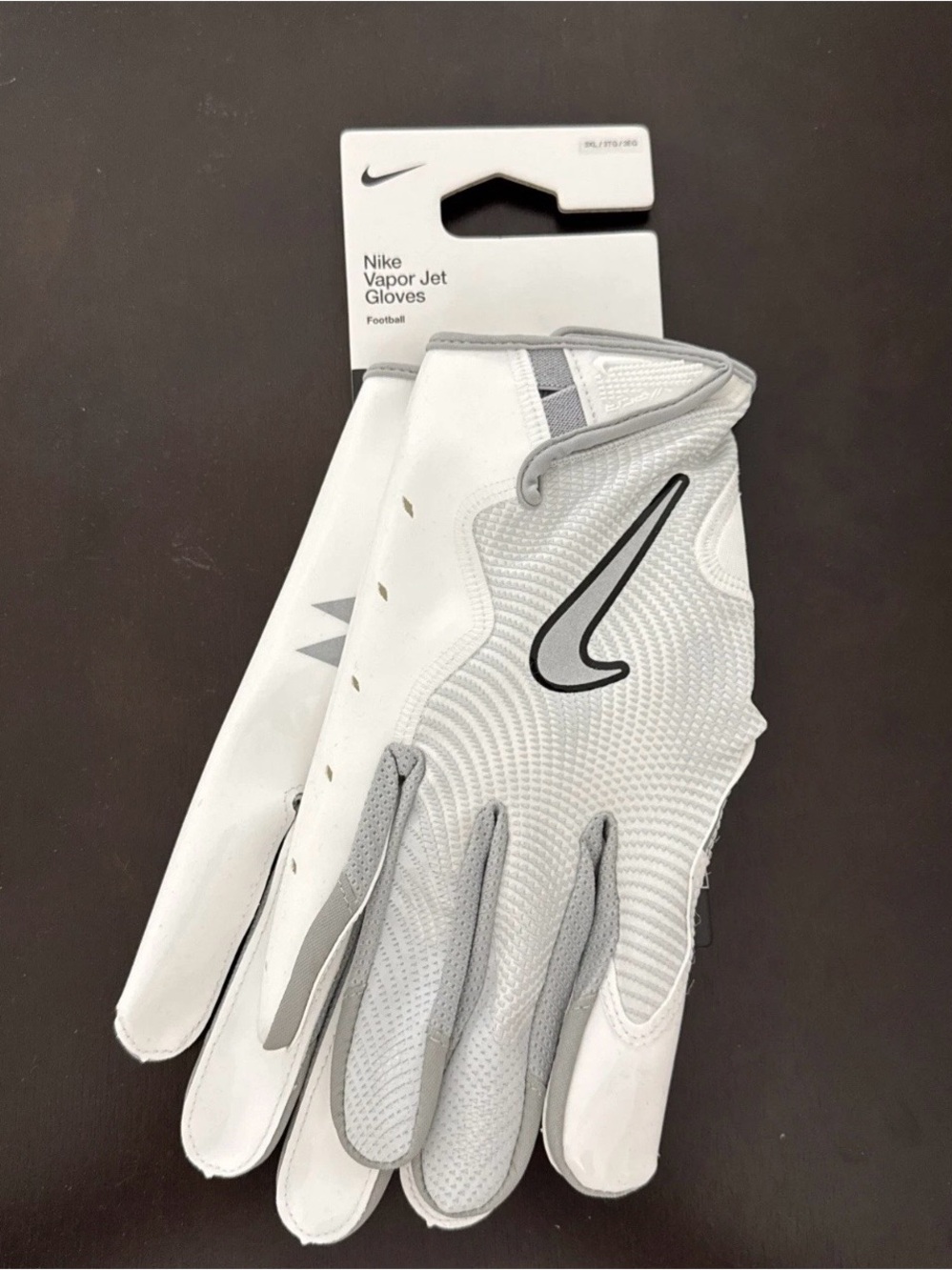Nike Vapor Jet 8.0 Oregon Ducks Football Gloves White Gray Size 3XL